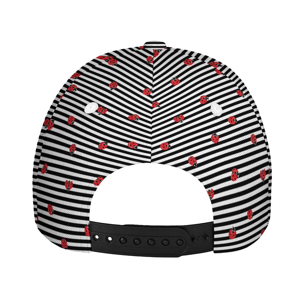Ladybug Striped Pattern Print Baseball Cap