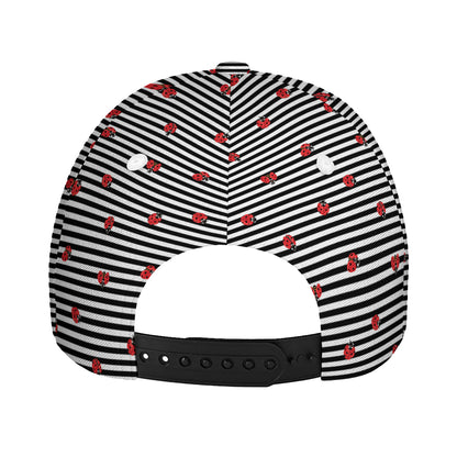 Ladybug Striped Pattern Print Baseball Cap