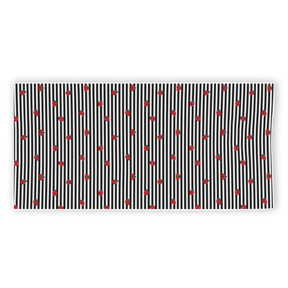 Ladybug Striped Pattern Print Beach Towel