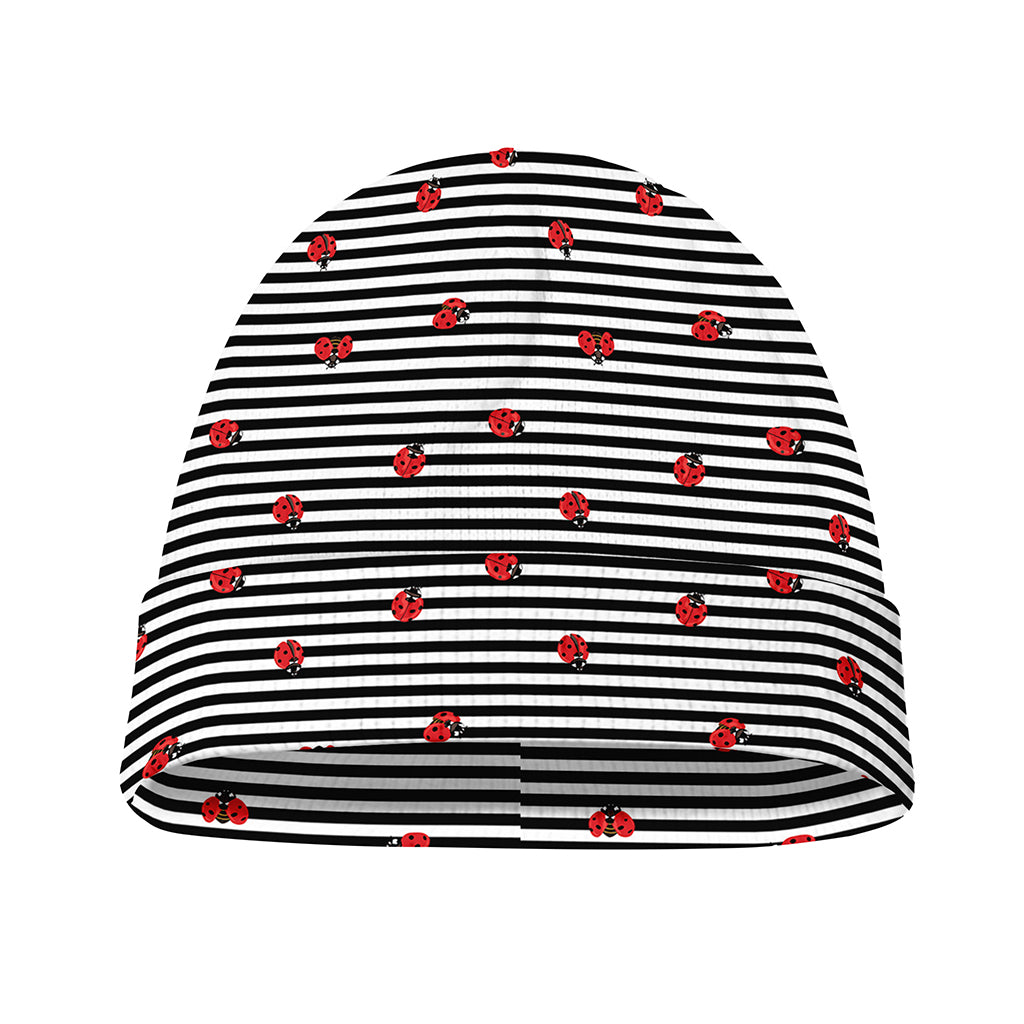Ladybug Striped Pattern Print Beanie