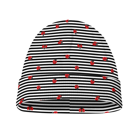 Ladybug Striped Pattern Print Beanie