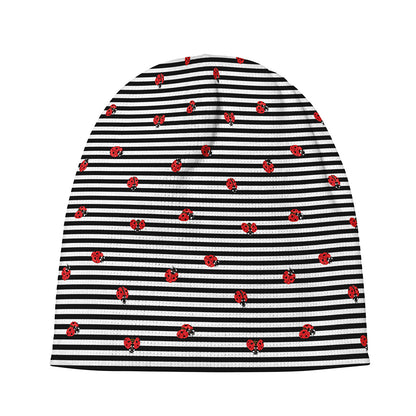 Ladybug Striped Pattern Print Beanie