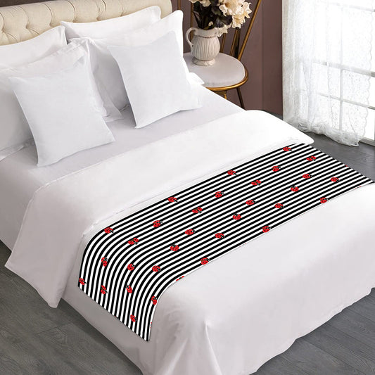 Ladybug Striped Pattern Print Bed Runner