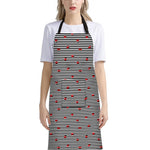 Ladybug Striped Pattern Print Bib Apron With Pocket