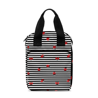 Ladybug Striped Pattern Print Bible Tote Bag