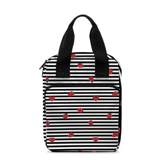 Ladybug Striped Pattern Print Bible Tote Bag