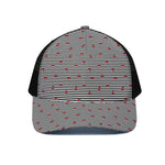 Ladybug Striped Pattern Print Black Mesh Trucker Cap