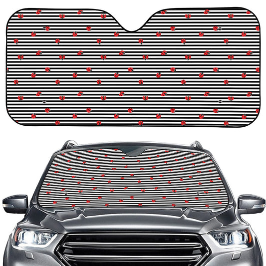 Ladybug Striped Pattern Print Car Windshield Sun Shade