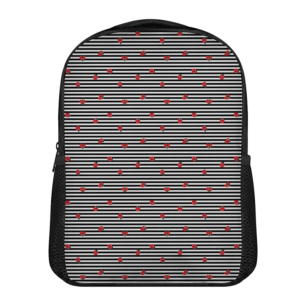 Ladybug Striped Pattern Print Casual Backpack