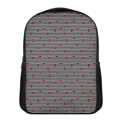 Ladybug Striped Pattern Print Casual Backpack
