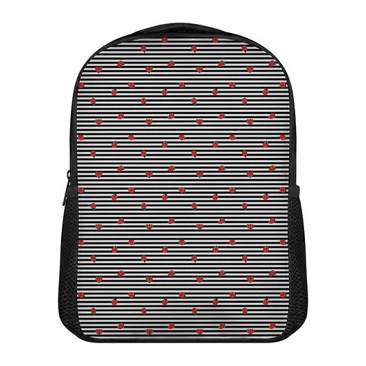 Ladybug Striped Pattern Print Casual Backpack