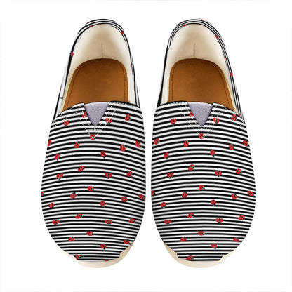 Ladybug Striped Pattern Print Casual Shoes