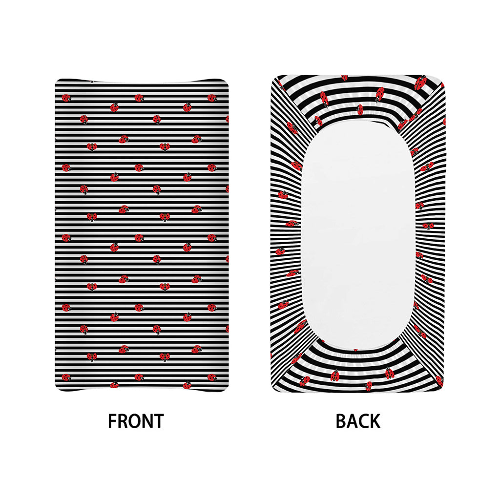 Ladybug Striped Pattern Print Changing Pad Cover
