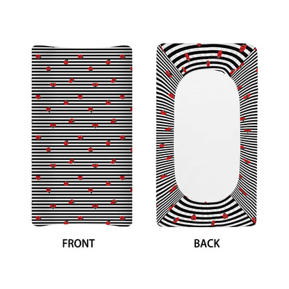 Ladybug Striped Pattern Print Changing Pad Cover
