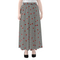 Ladybug Striped Pattern Print Chiffon Maxi Skirt