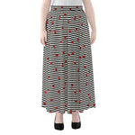 Ladybug Striped Pattern Print Chiffon Maxi Skirt