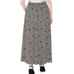Ladybug Striped Pattern Print Chiffon Maxi Skirt