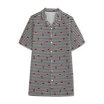 Ladybug Striped Pattern Print Cotton Hawaiian Shirt