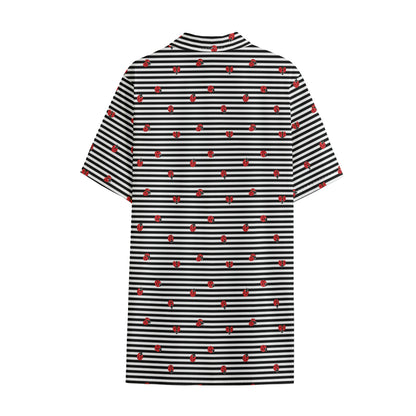 Ladybug Striped Pattern Print Cotton Hawaiian Shirt