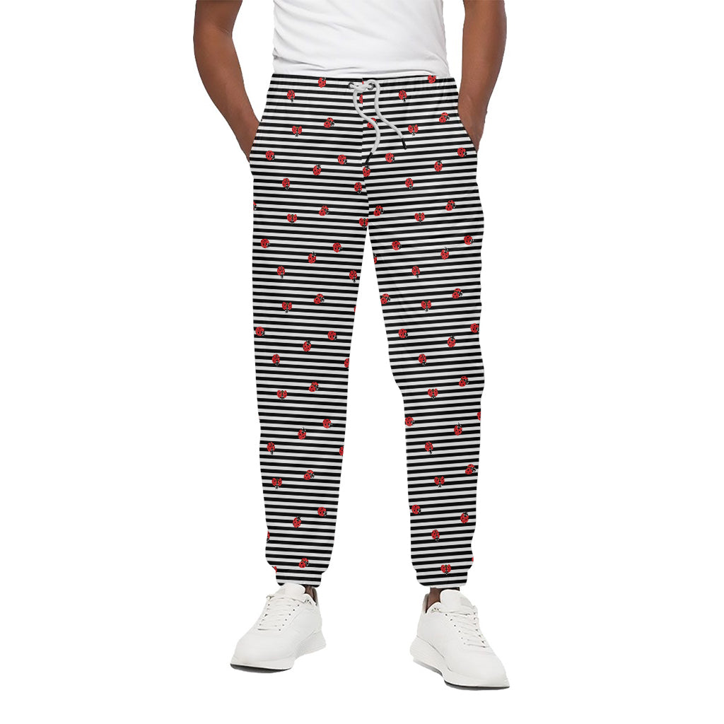 Ladybug Striped Pattern Print Cotton Pants