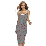 Ladybug Striped Pattern Print Cross Back Cami Dress