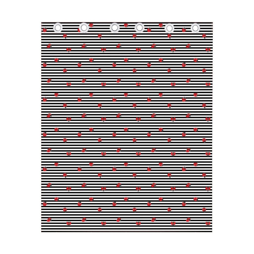 Ladybug Striped Pattern Print Curtain