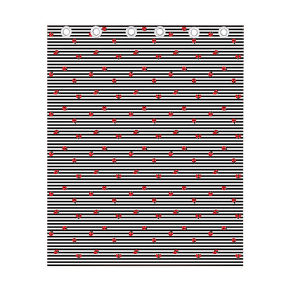 Ladybug Striped Pattern Print Curtain