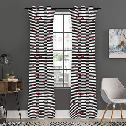 Ladybug Striped Pattern Print Curtain