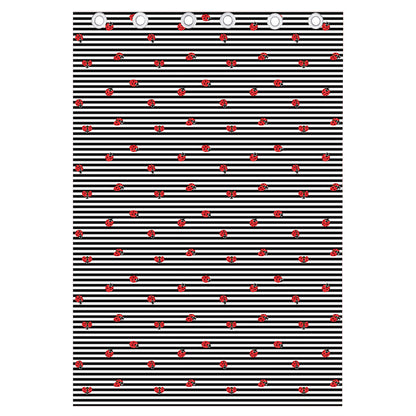 Ladybug Striped Pattern Print Curtain