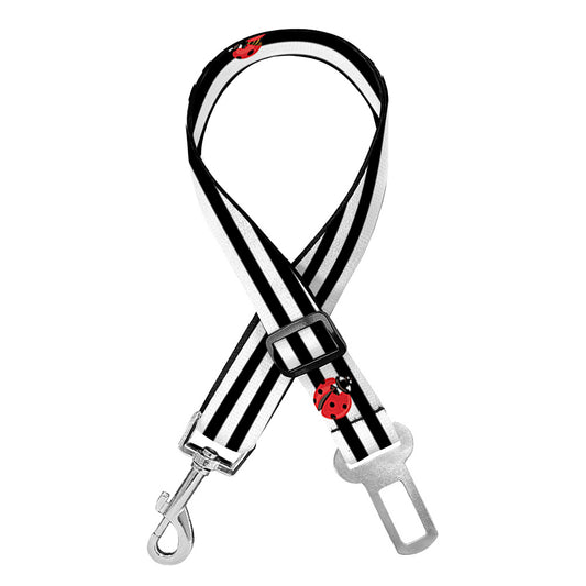 Ladybug Striped Pattern Print Dog Seat Belt