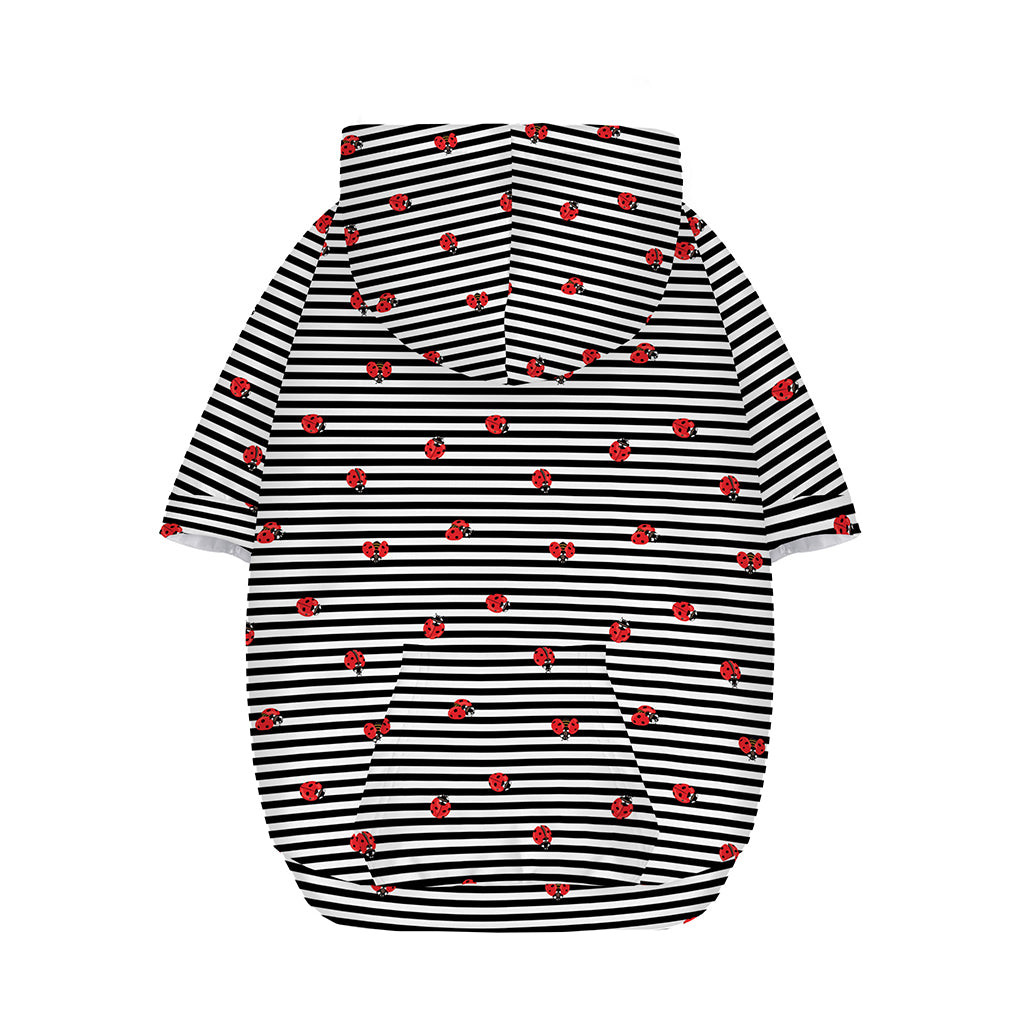 Ladybug Striped Pattern Print Dog Zip Up Hoodie