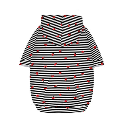 Ladybug Striped Pattern Print Dog Zip Up Hoodie
