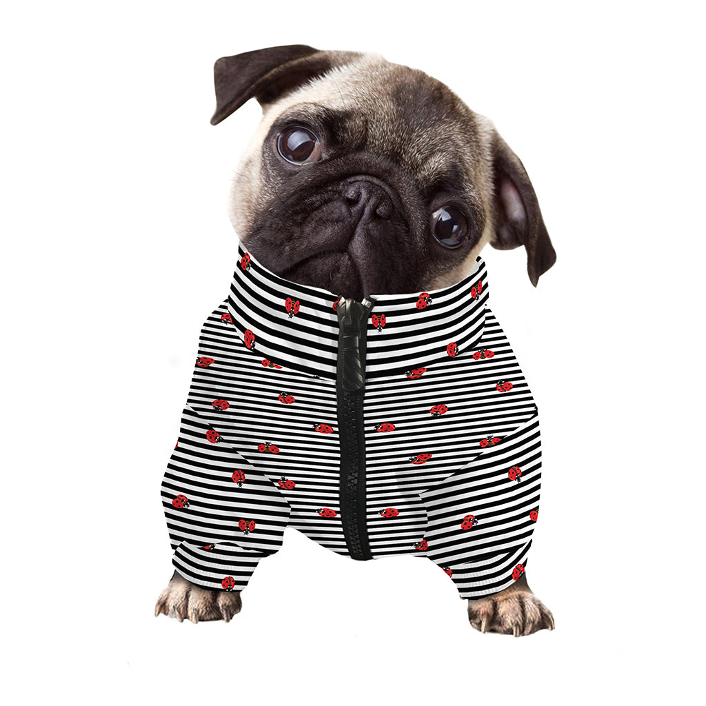 Ladybug Striped Pattern Print Dog Zip Up Jacket