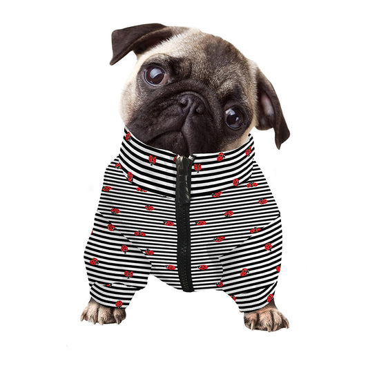 Ladybug Striped Pattern Print Dog Zip Up Jacket