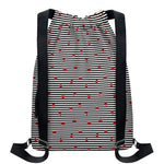 Ladybug Striped Pattern Print Drawstring Backpack
