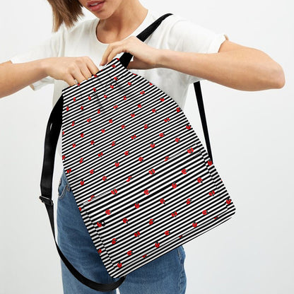 Ladybug Striped Pattern Print Drawstring Backpack