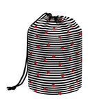 Ladybug Striped Pattern Print Drawstring Makeup Bag