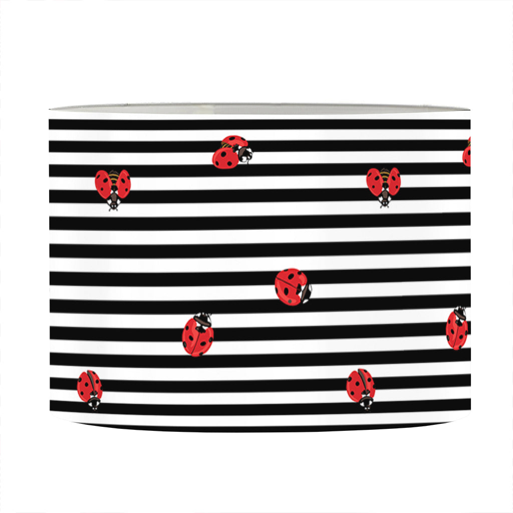 Ladybug Striped Pattern Print Drum Lamp Shade
