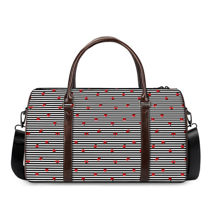 Ladybug Striped Pattern Print Duffle Bag