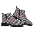 Ladybug Striped Pattern Print Flat Ankle Boots