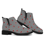 Ladybug Striped Pattern Print Flat Ankle Boots