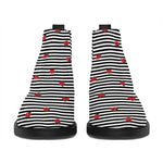 Ladybug Striped Pattern Print Flat Ankle Boots