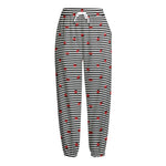Ladybug Striped Pattern Print Fleece Lined Knit Pants