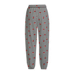 Ladybug Striped Pattern Print Fleece Lined Knit Pants