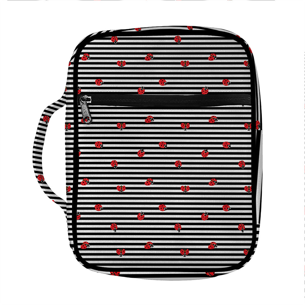 Ladybug Striped Pattern Print Front Pocket Bible Bag