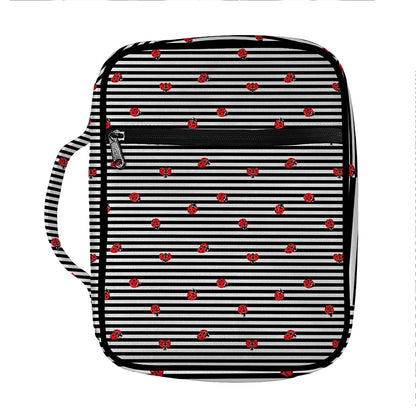 Ladybug Striped Pattern Print Front Pocket Bible Bag