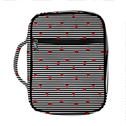 Ladybug Striped Pattern Print Front Pocket Bible Bag