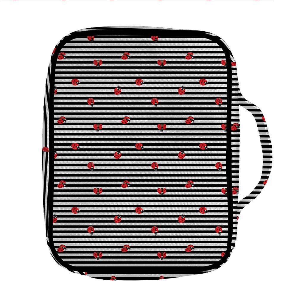 Ladybug Striped Pattern Print Front Pocket Bible Bag