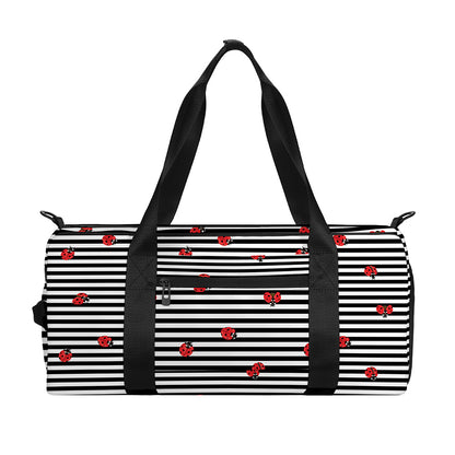 Ladybug Striped Pattern Print Gym Bag
