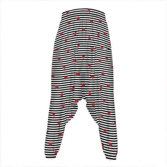 Ladybug Striped Pattern Print Hammer Pants